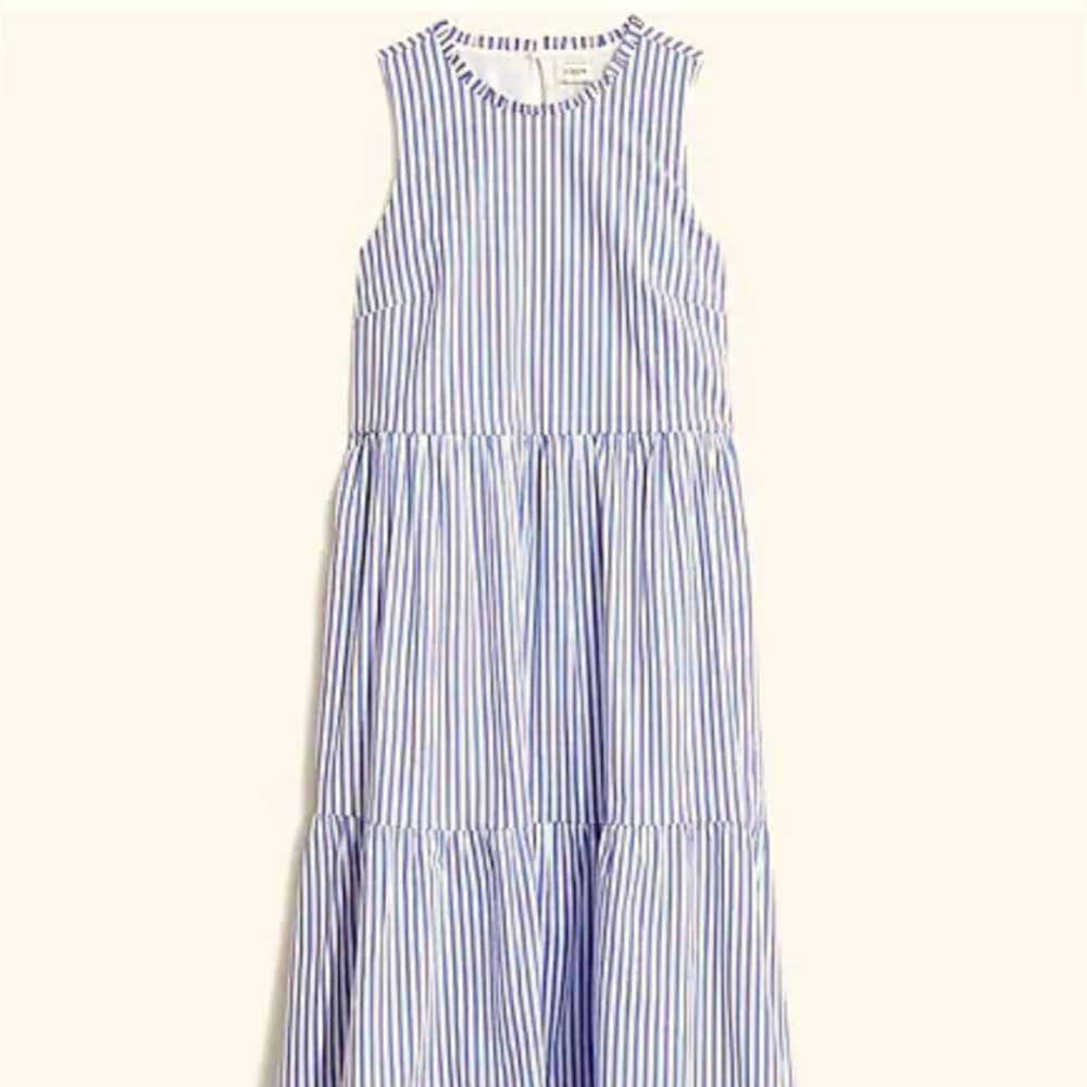 J Crew Striped Tiered Midi Dress Size 2